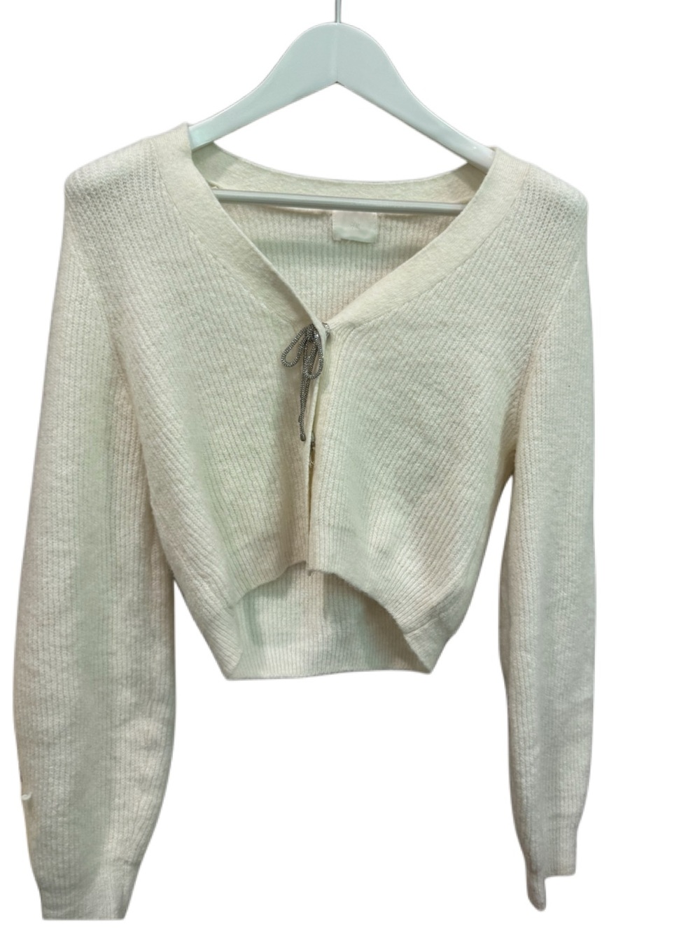 H&M Cream Rhinestone Bow Cardigan - Picture 2 of 4